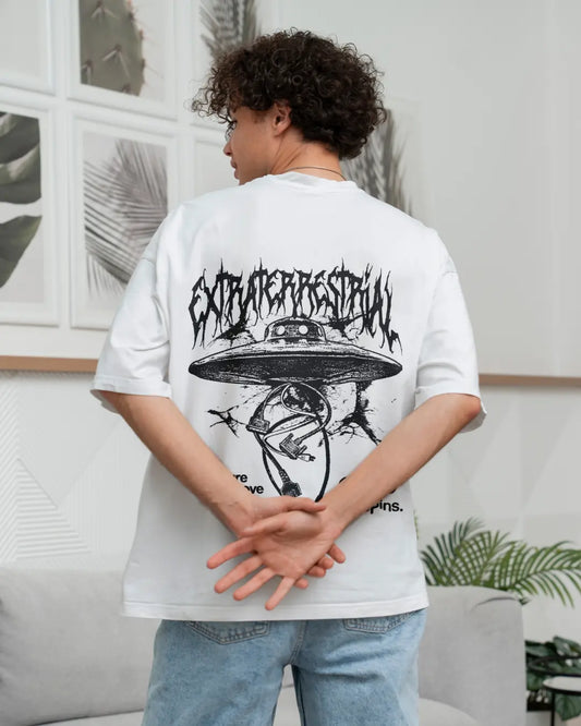 CREEPINS CREATURE FROM ABOVE TERRY OVERSIZED T-SHIRT (WHITE) CREEPINS CLOTHING