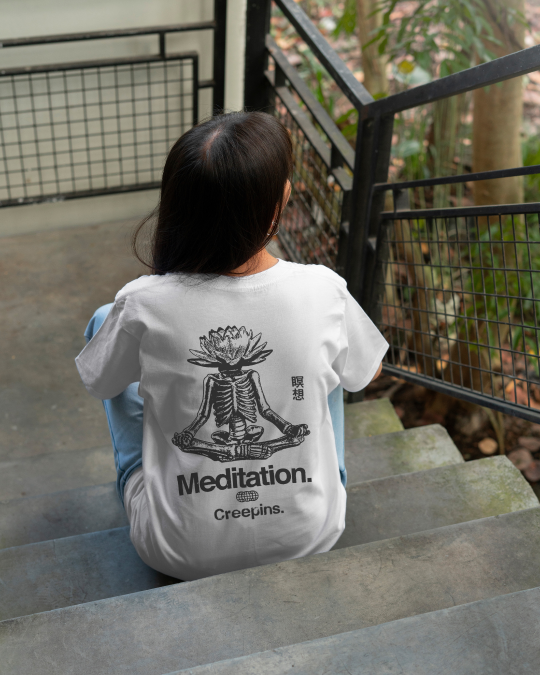 CREEPINS MEDITATION TERRY OVERSIZED T-SHIRT (WHITE)