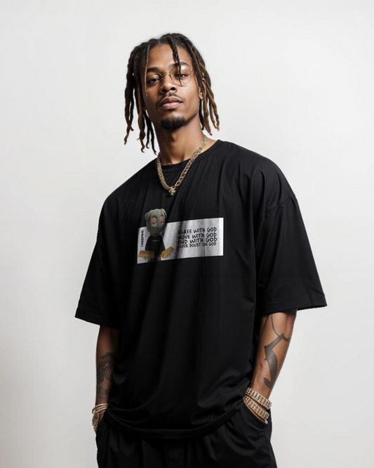 CREEPINS GOD'S PLAN TERRY OVERSIZED T-SHIRT (BLACK/NAVY BLUE)