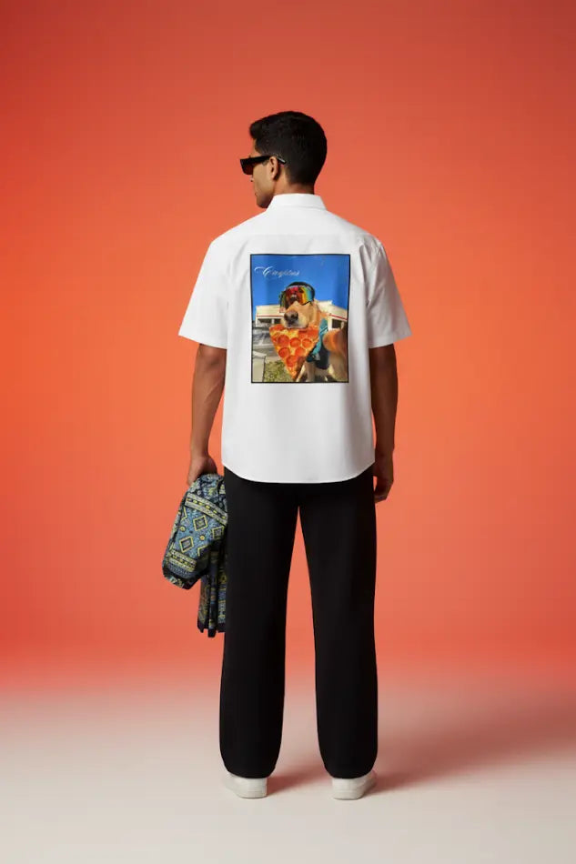 DOG WITH PIZZA OVERSIZED SHIRT CREEPINS CLOTHING