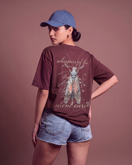 Silent Earth Oversized Tee — Acid Wash Graphic T-Shirt | CREEPINS